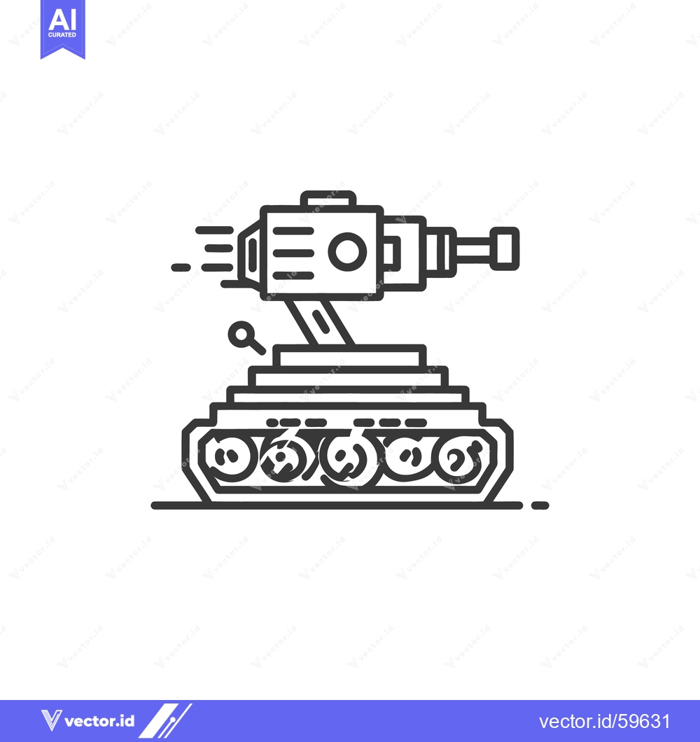 Premium Vector of Minimalist Tank Icon: Bold Outline, Military Vehicle, Modern Design