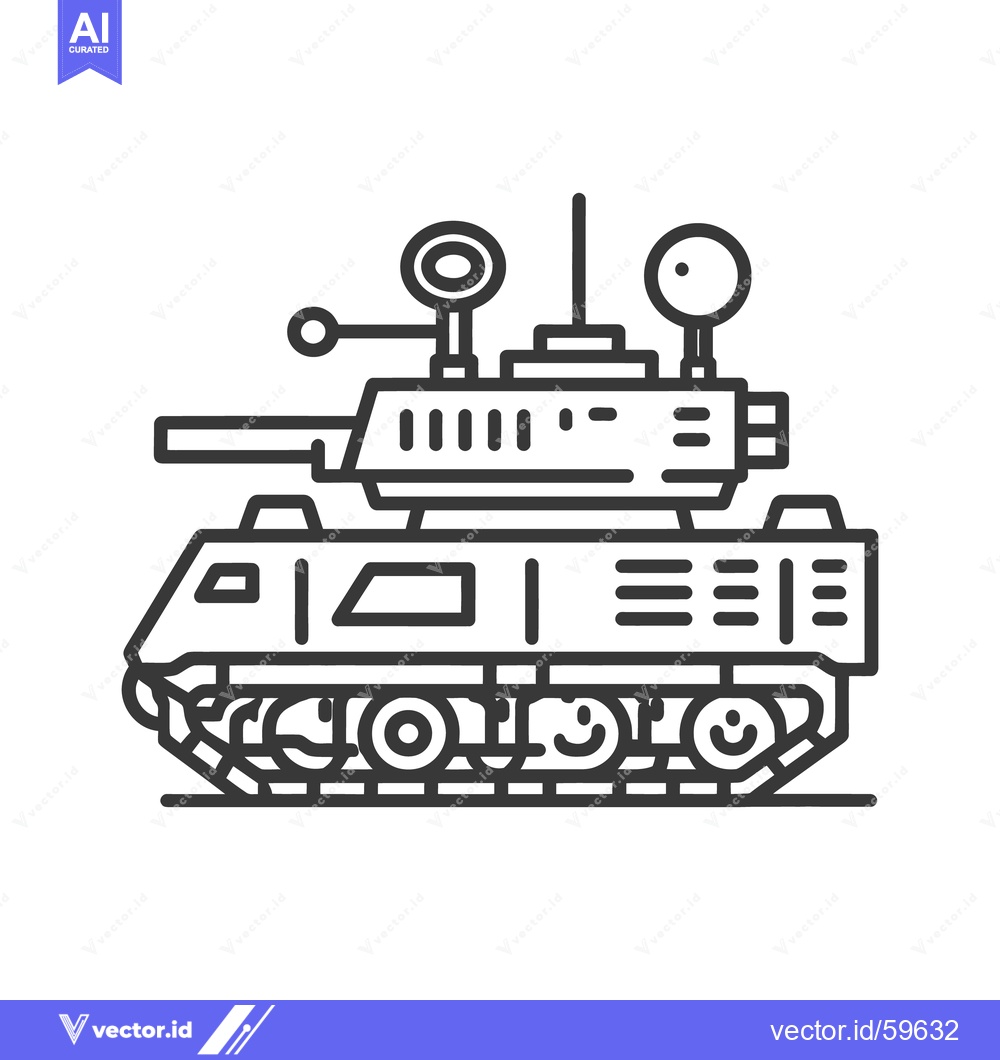 Premium Vector of Minimalist Tank Icon: Bold Line Art Depicting Military Vehicle