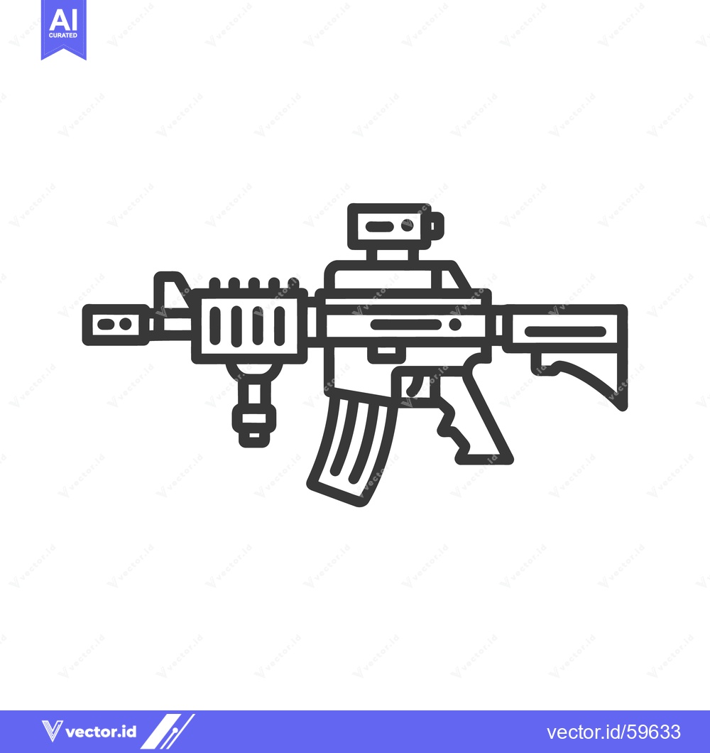 Premium Vector dari Modern Assault Rifle Icon: Sleek, Minimalist Design on White Backgroun