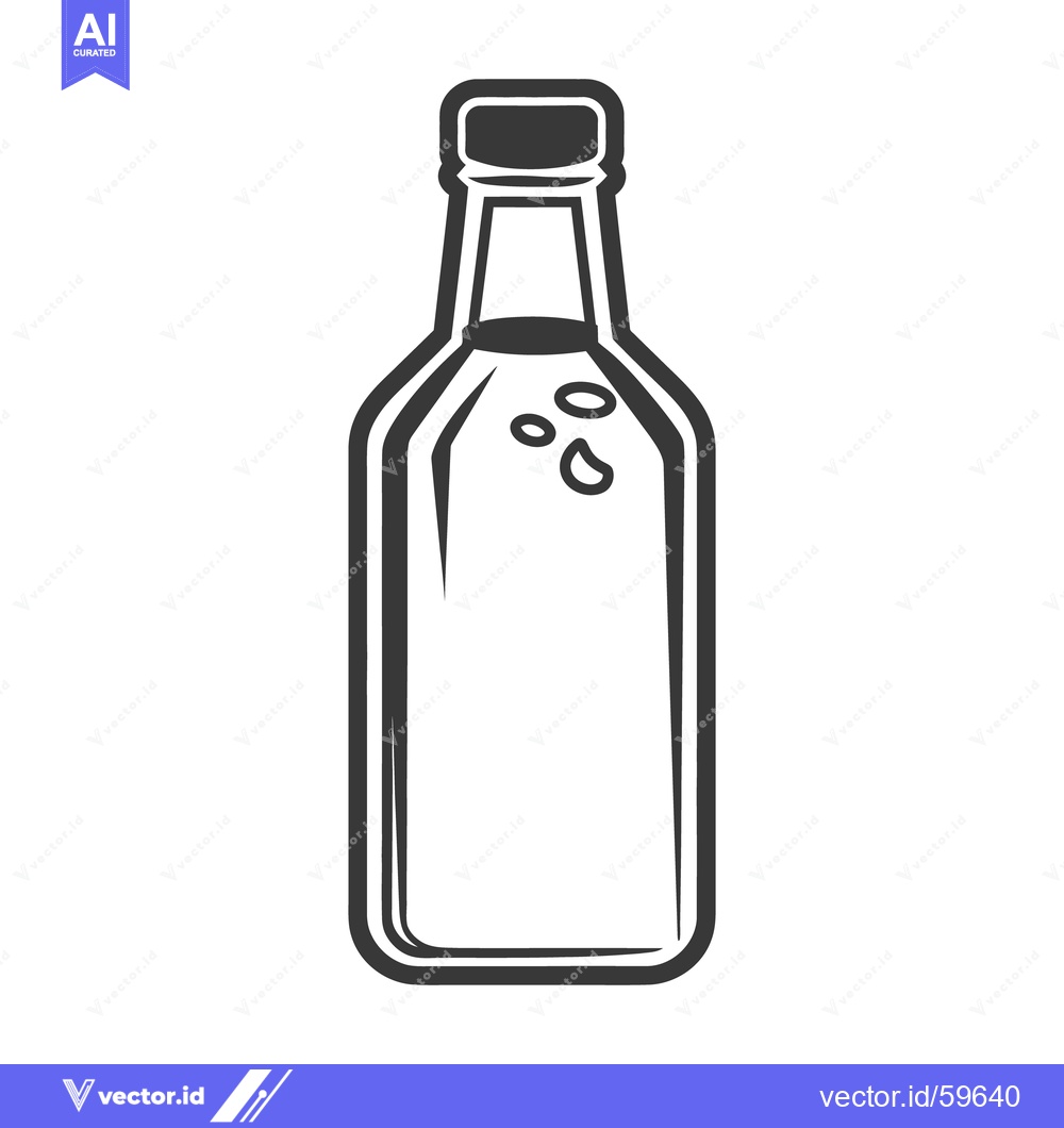 Premium Vector of A detailed black and white illustration of a beverage bottle