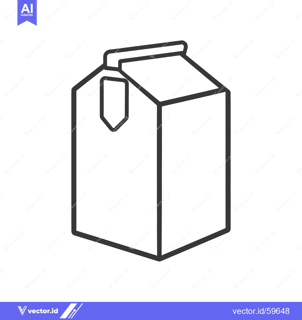 Premium Vector dari A Line Art Illustration Depicting a Milk Carton Package