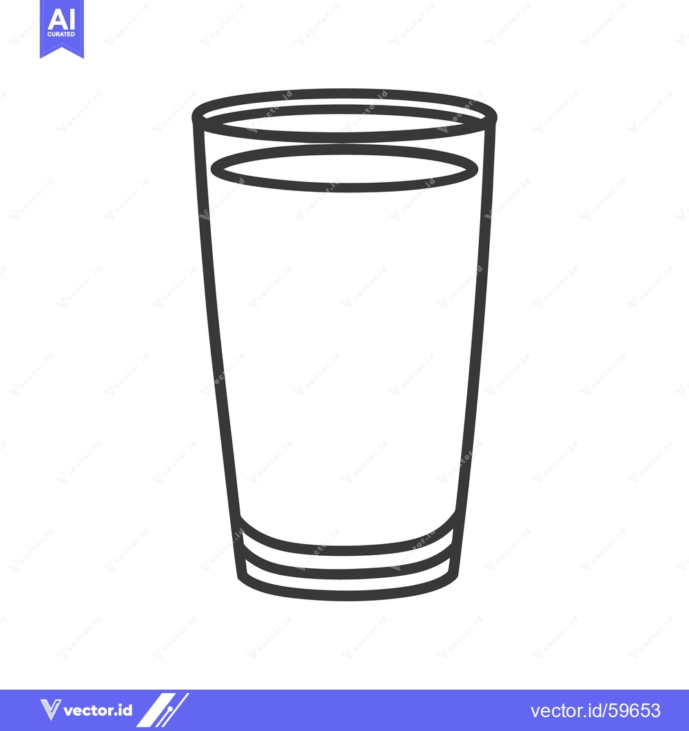 Premium Vector dari A simple outlined image of a tall cylindrical drinking glass