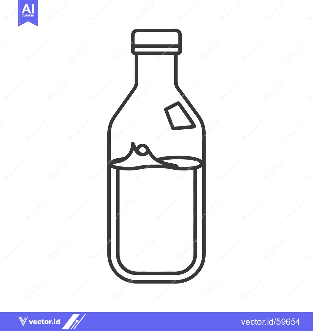 Premium Vector dari A simple line drawing depicting a filled container with cap