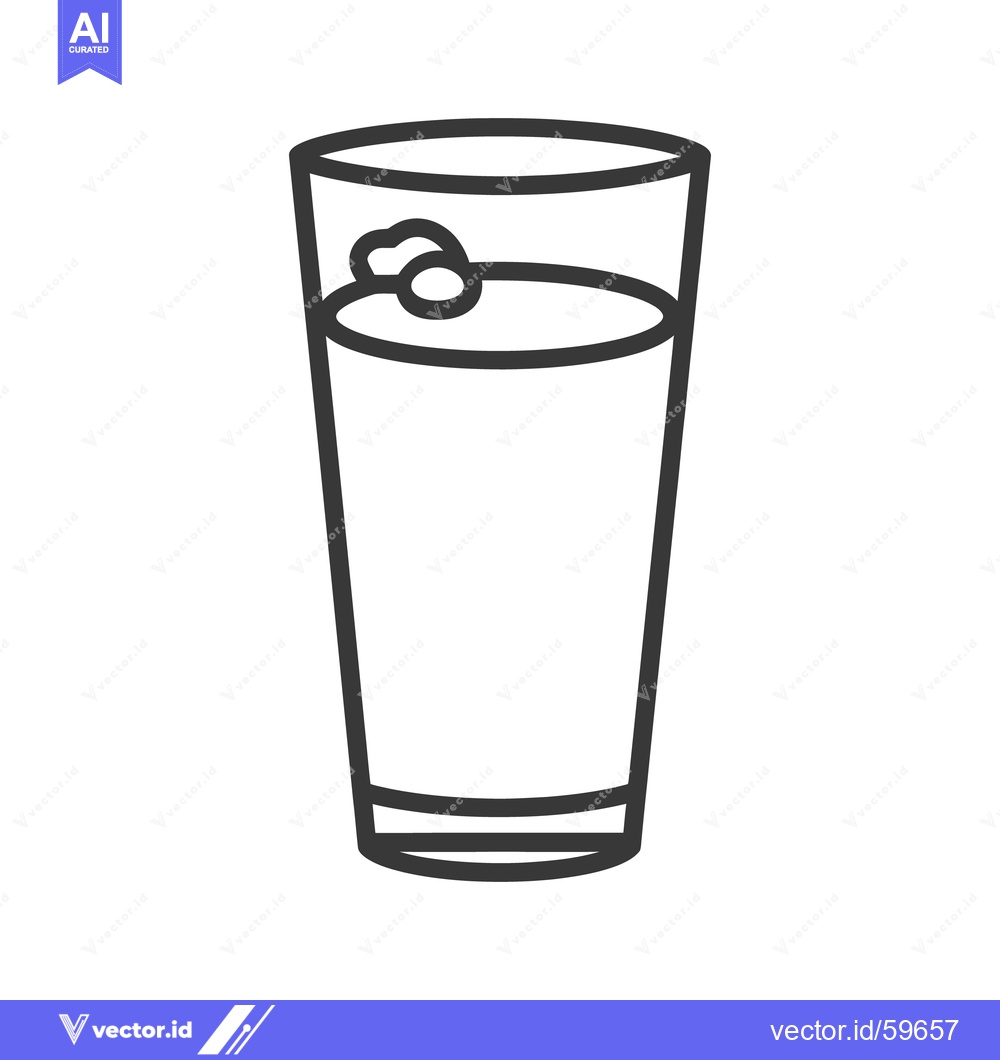Premium Vector dari A simple line art depiction of a full beverage glass