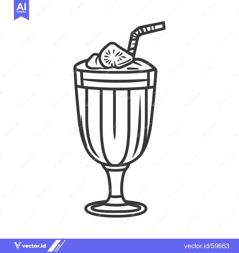 Premium Vector dari An illustrated drawing of a milkshake served with a straw