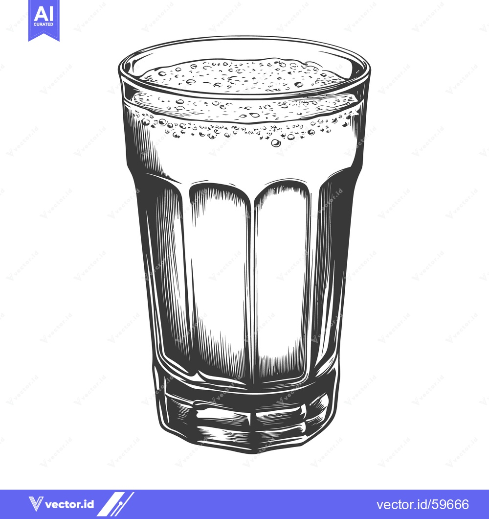 Premium Vector dari A Tall Glass Filled With Foamy Liquid Is Depicted Here