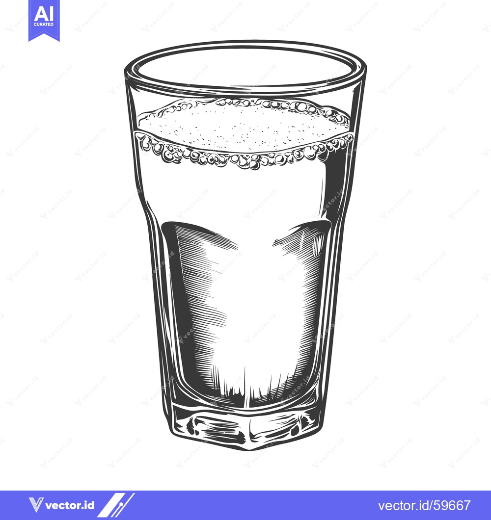 Premium Vector of A tall glass full of liquid with bubbles and some foam