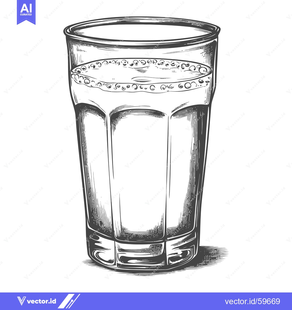 Premium Vector of A detailed black and white illustration of a filled drinking glass