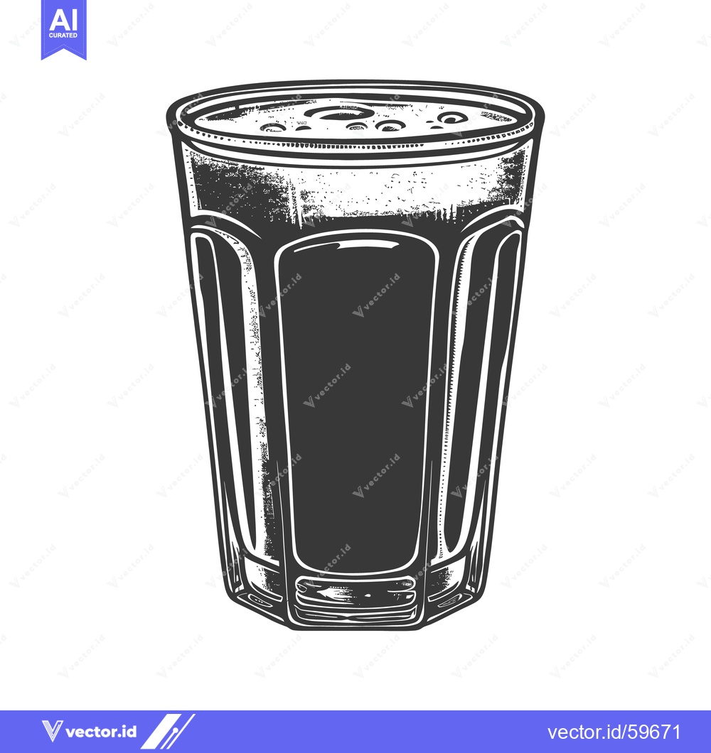 Premium Vector dari A tall glass containing a dark beverage with small bubbles visible