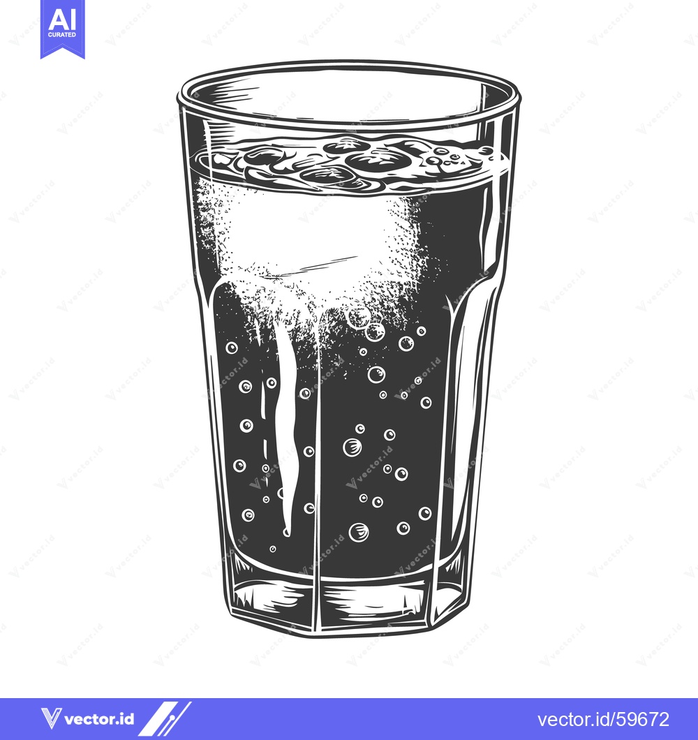 Premium Vector of A tall glass of bubbly beverage sits on a white background
