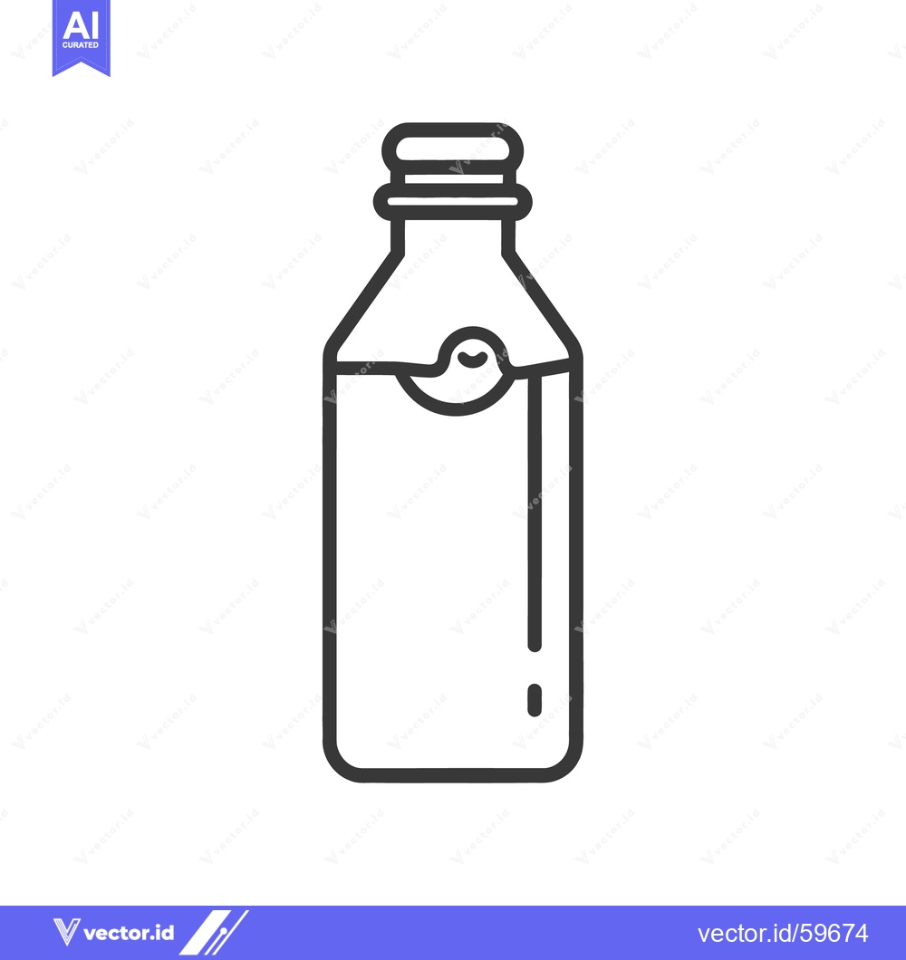 Premium Vector of A simple outline illustration depicting a glass bottle with a cap