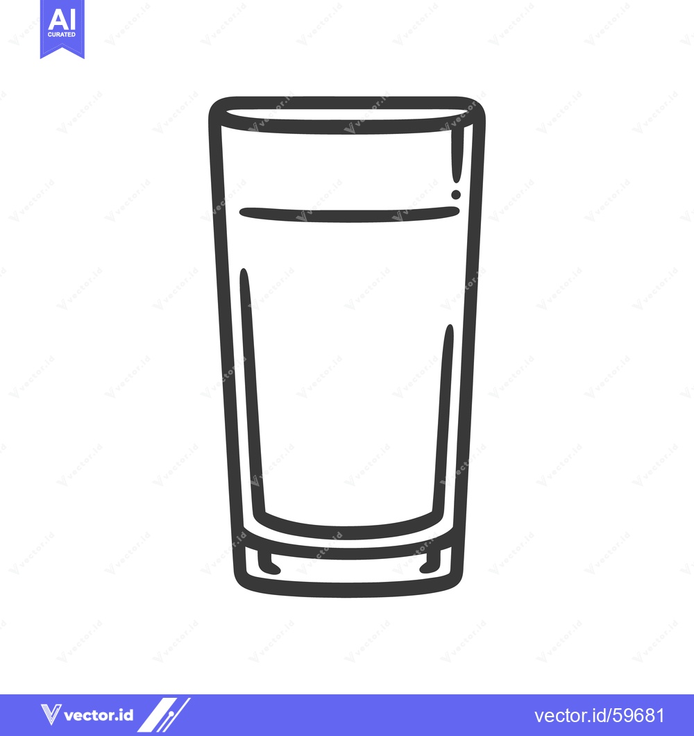 Premium Vector dari An illustrated glass of liquid with black outline and simple design