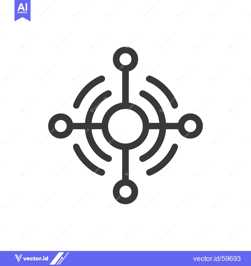 Premium Vector dari Minimalist Network Icon: Concentric Circles with Nodes and Connection