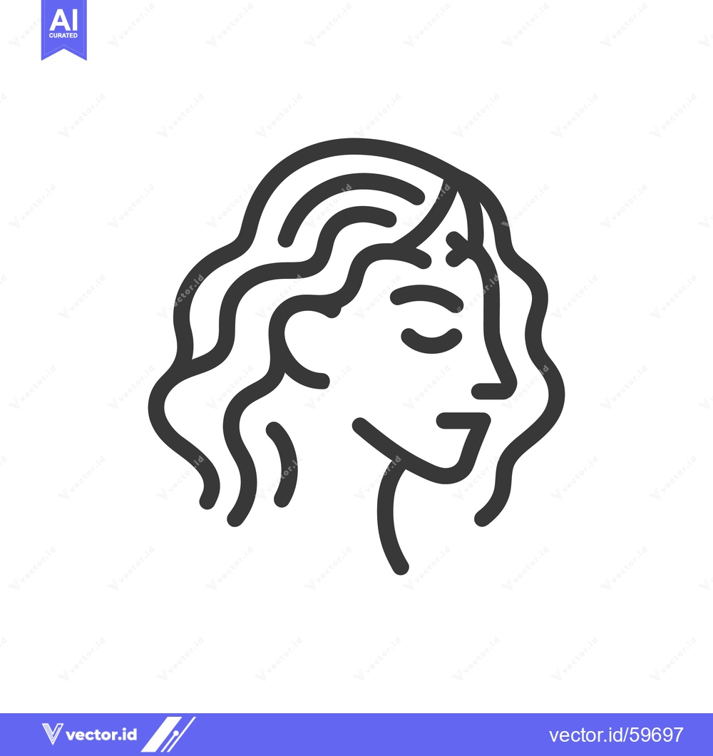 Premium Vector dari Minimalist Woman Portrait: Elegant Line Art with Wavy Hair and Serene