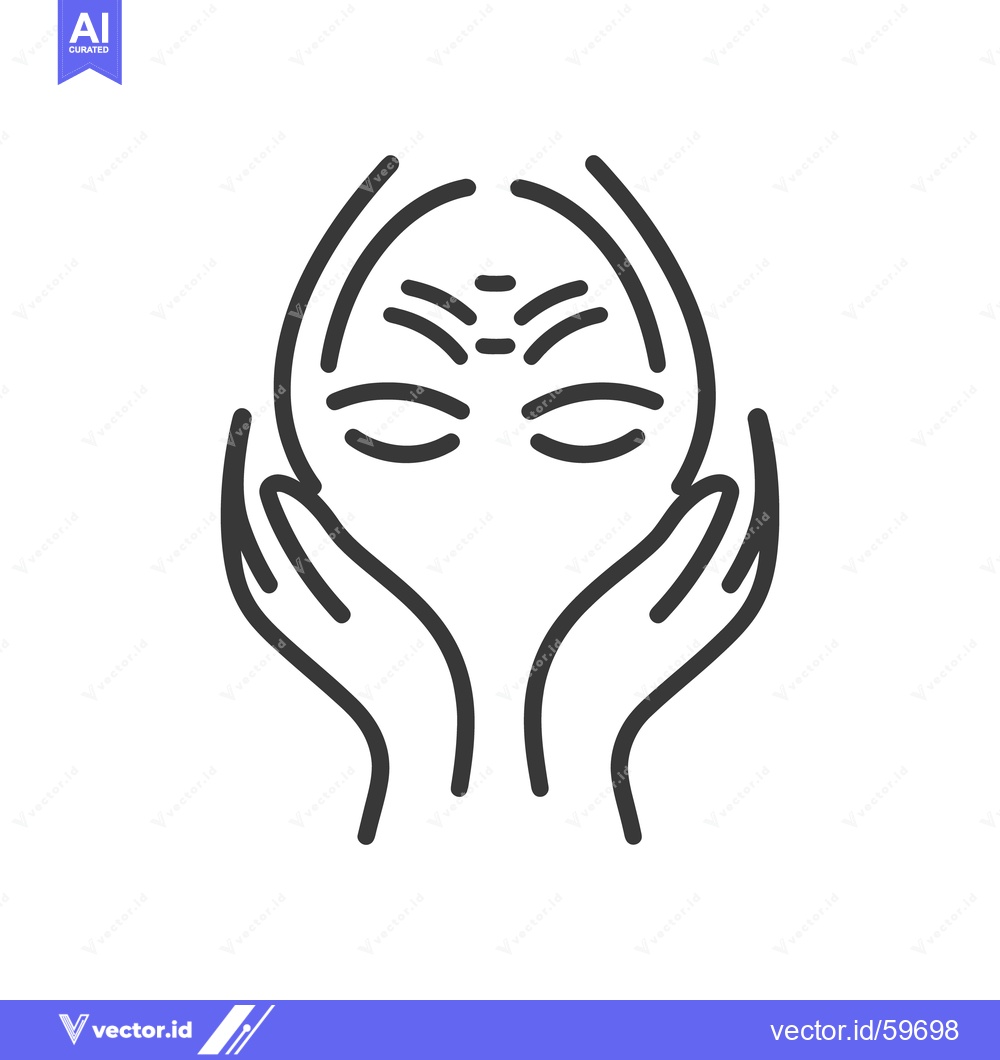 Premium Vector of A graphic line illustration of a person holding their face