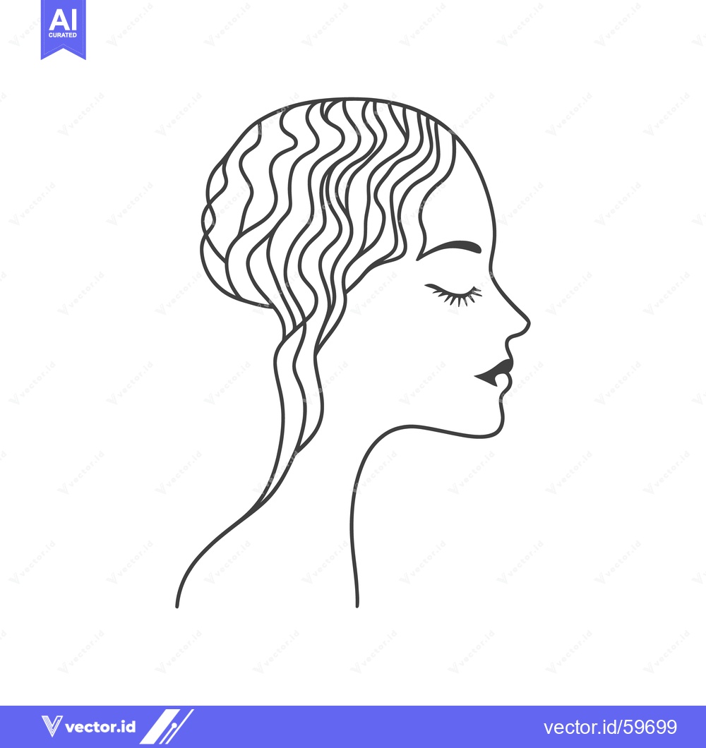 Premium Vector of A simple side profile sketch of a woman with closed eyes
