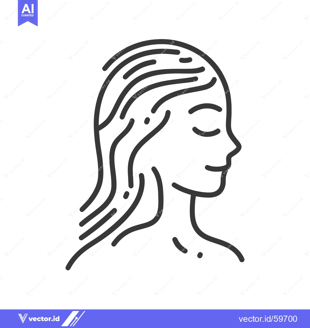 Premium Vector dari A simple line drawing depicting a serene womans face