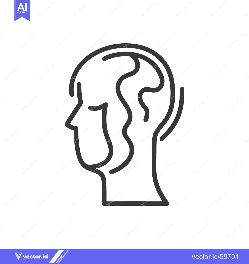Premium Vector of A simple outline of a human head with brain representation