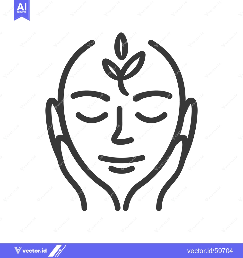 Premium Vector dari A graphic depiction of a peaceful face with hands gently cupping