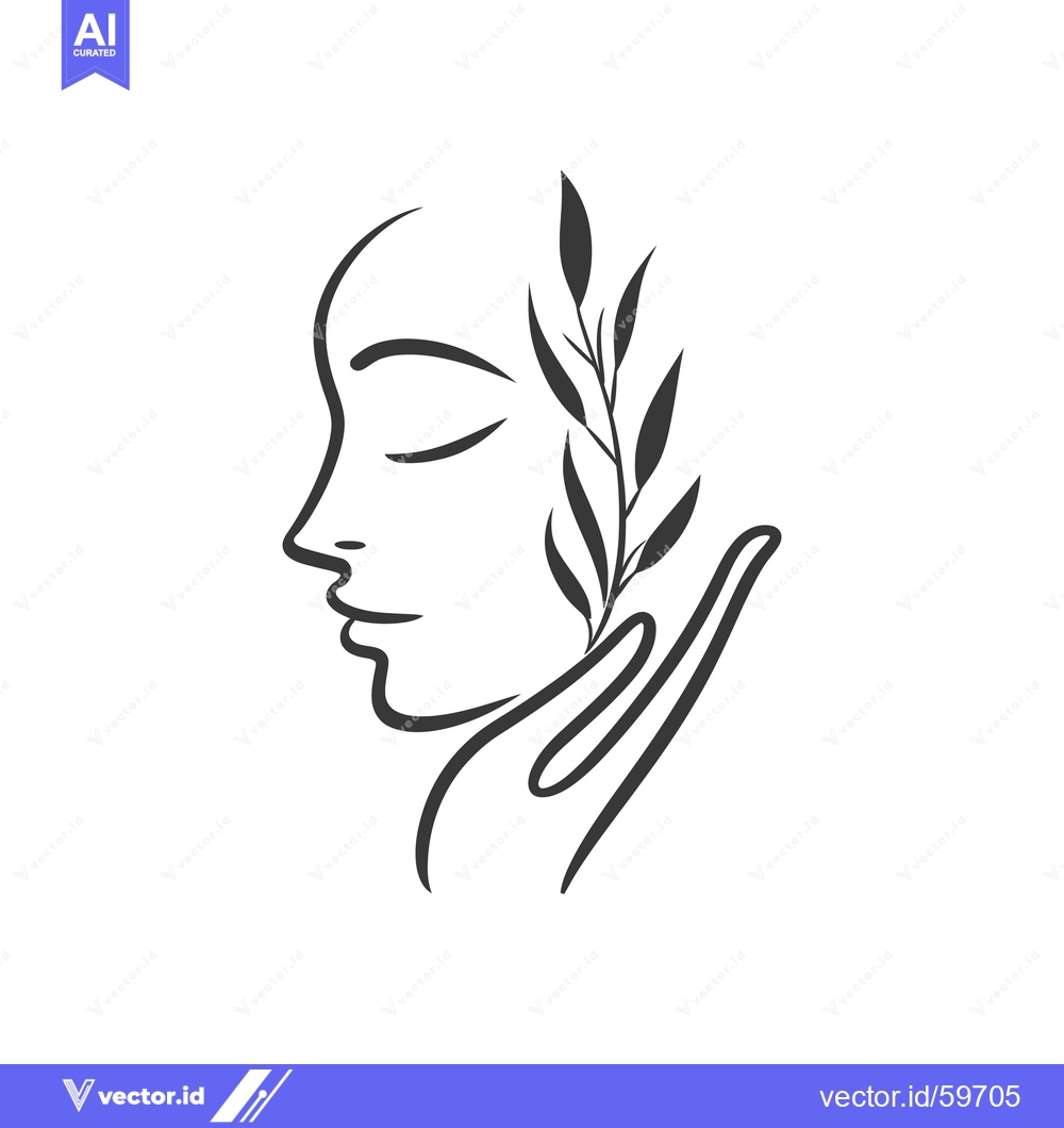 Premium Vector of A line drawing of a woman with closed eyes and plants