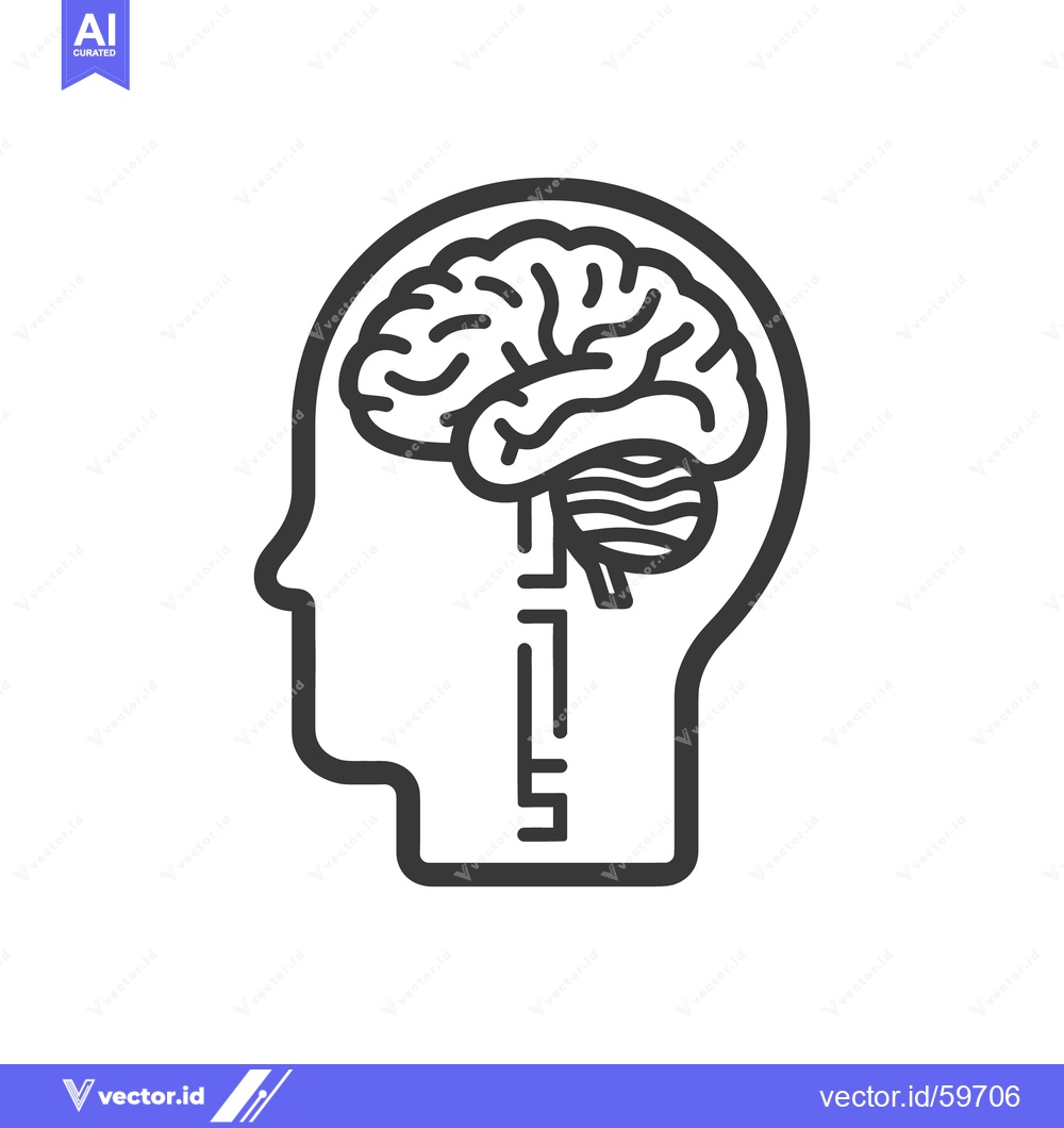 Premium Vector dari A Simple Human Head Outline Depicting the Brain and Spine