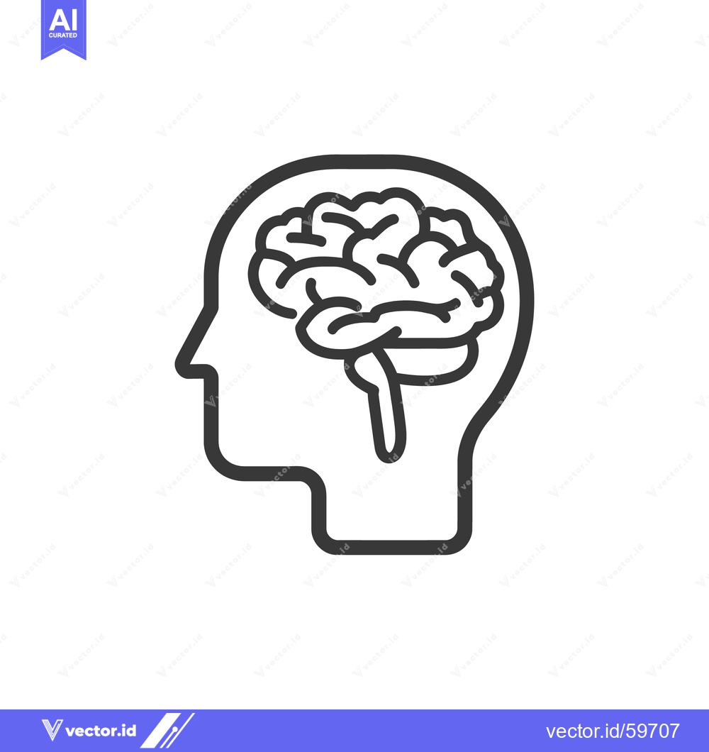 Premium Vector dari A simplified black outline illustration of a human head and brain