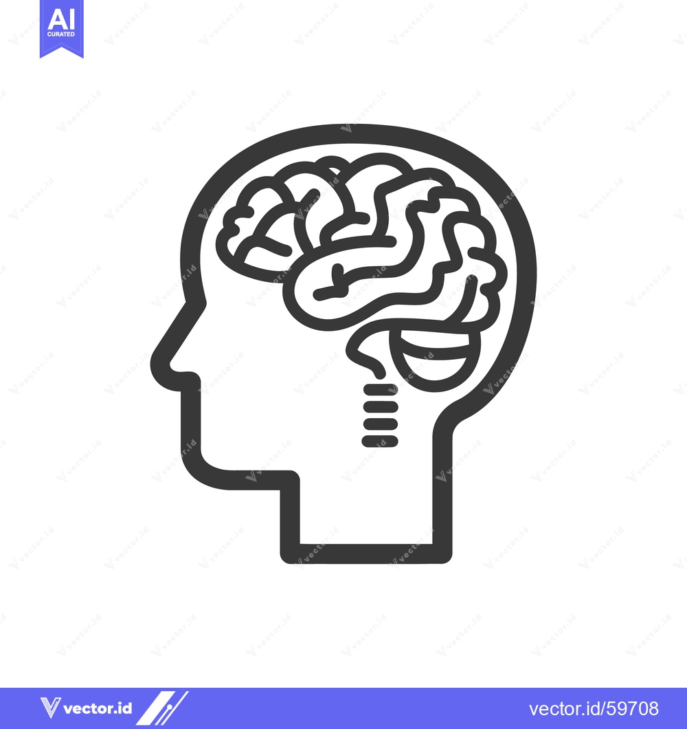 Premium Vector of An outline graphic of a human head and its brain structure