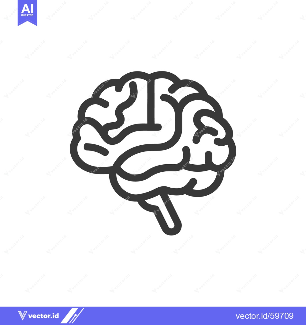 Premium Vector dari Simple black and white illustration of the human brain