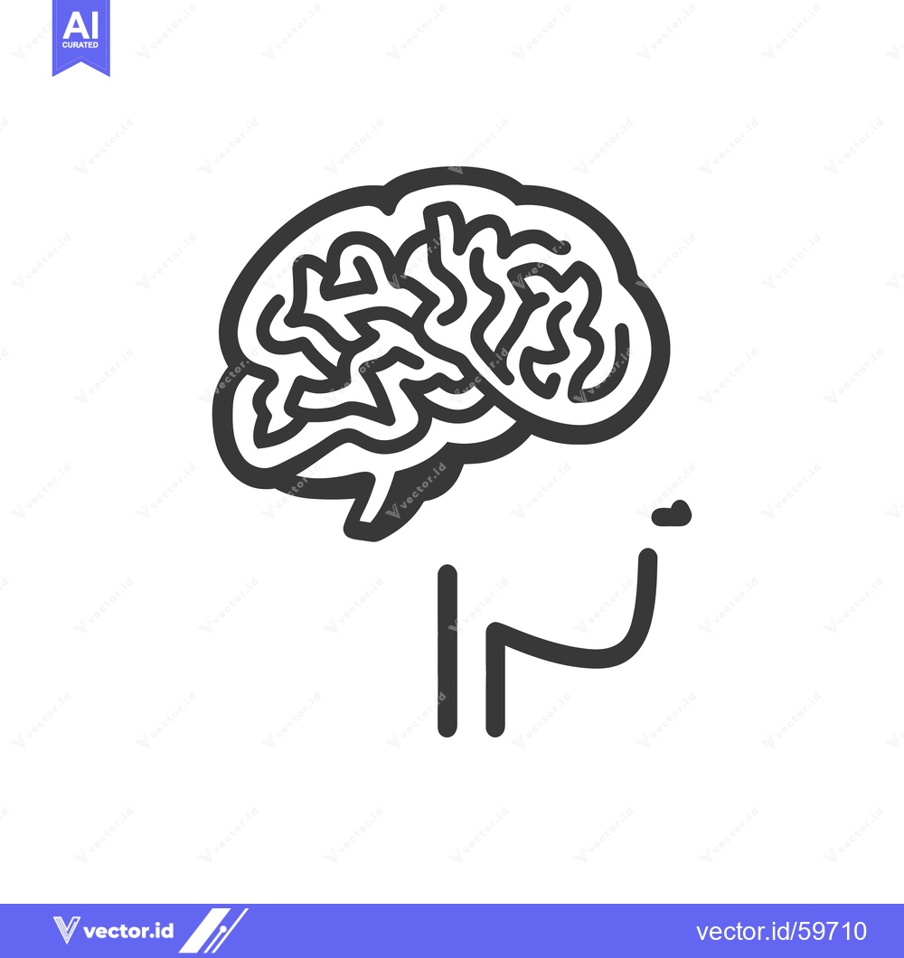 Premium Vector of Simple monochrome illustration depicts a stylized human brain outline