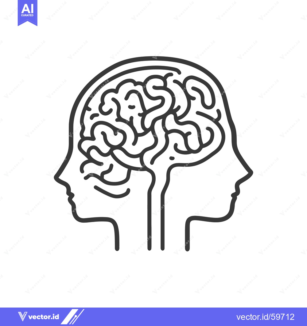 Premium Vector dari Illustration of two profile heads sharing a human brain outline
