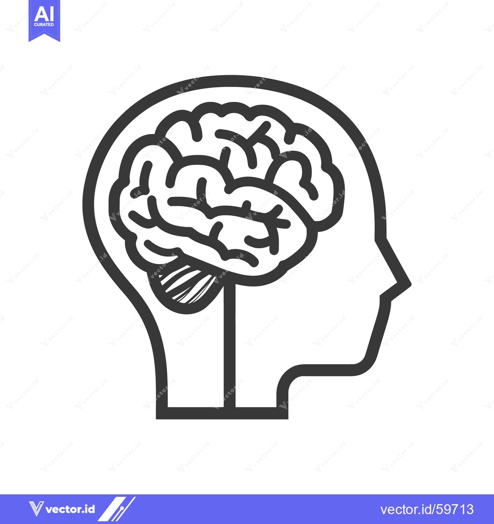 Premium Vector dari A simplified human brain image depicting mental processes and thought