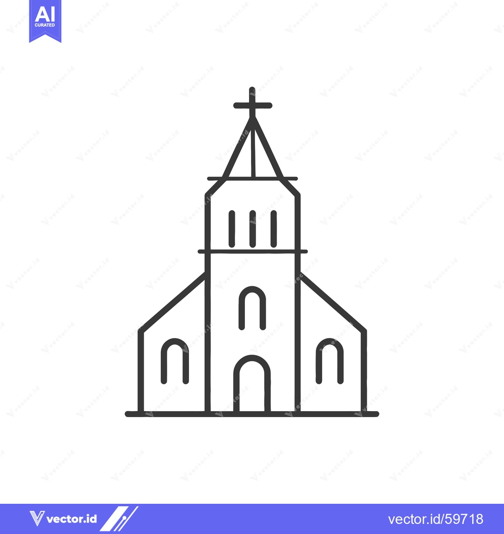 Premium Vector dari Simple Line Drawing Of A Church Building