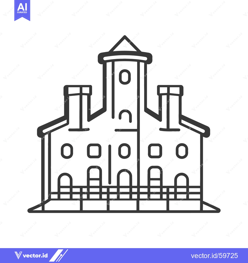 Premium Vector of Simple Line Drawing of a Medieval Style Castle