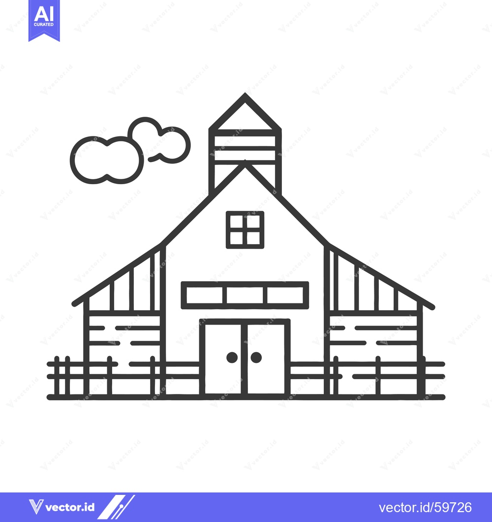 Premium Vector dari A Simple Line Drawing Of A Farm Barn