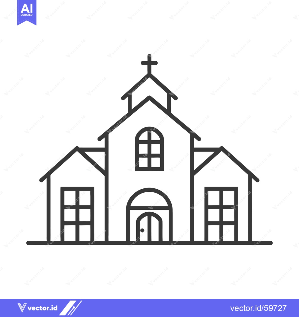 Premium Vector dari Simple Line Drawing Of A Church Building