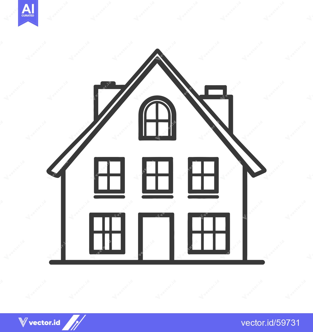 Premium Vector of Simple Line Drawing Of A Two Story House