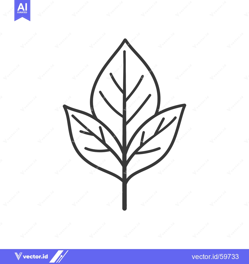 Premium Vector dari Simple Line Drawing Of Three Leaves On A Stem