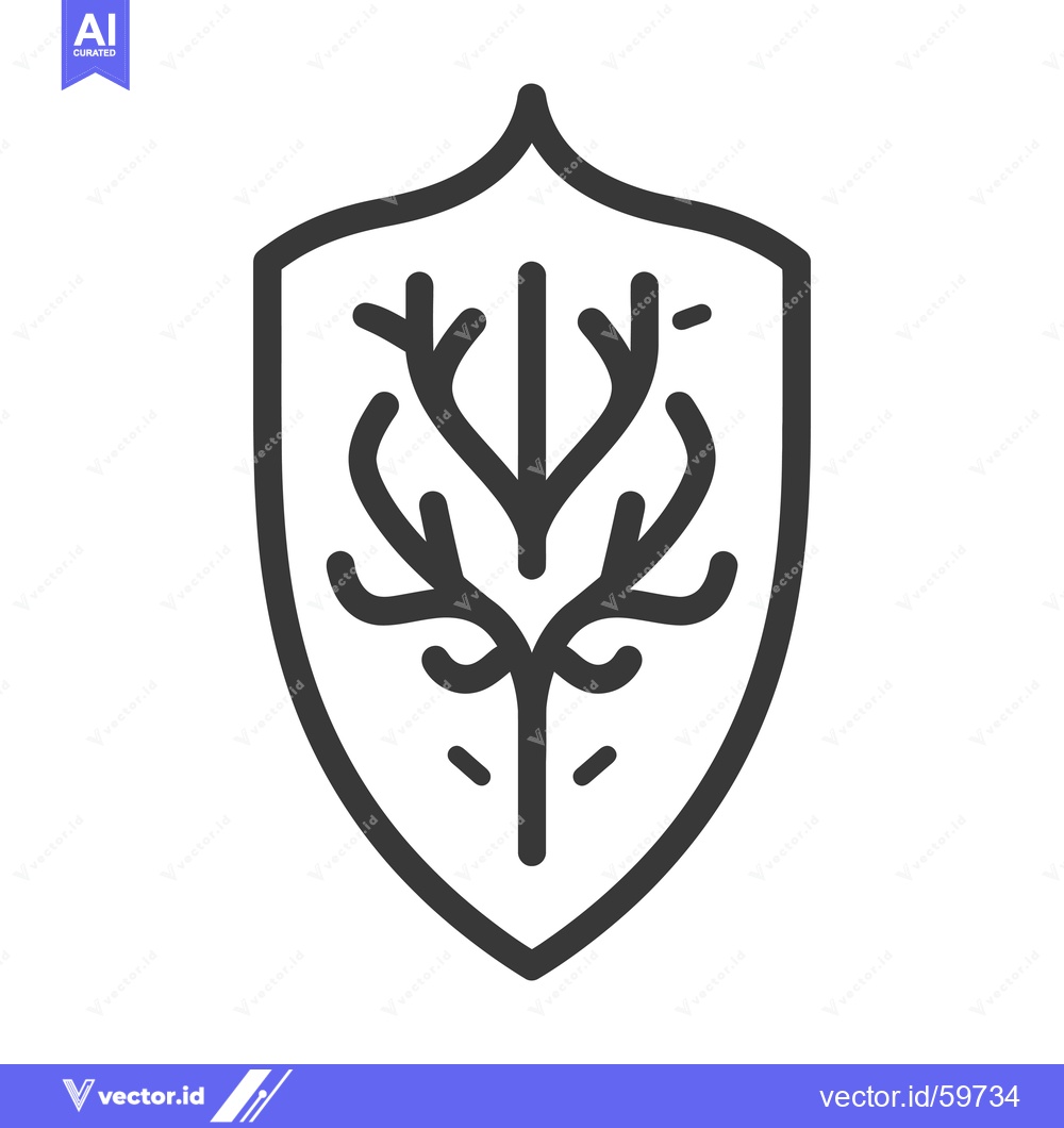 Premium Vector of Shield Emblem Featuring Antler Branch Design