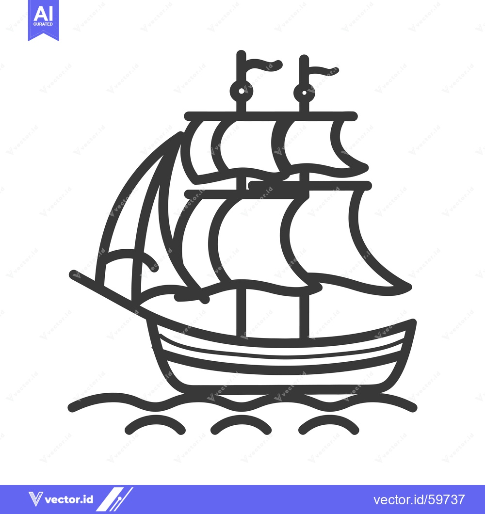 Premium Vector dari A Classic Sailing Ship At Sea With Full Sails