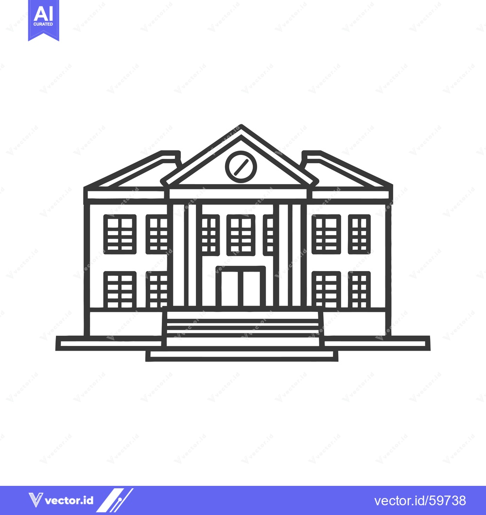 Premium Vector of Classic Building Architecture Line Drawing Illustration