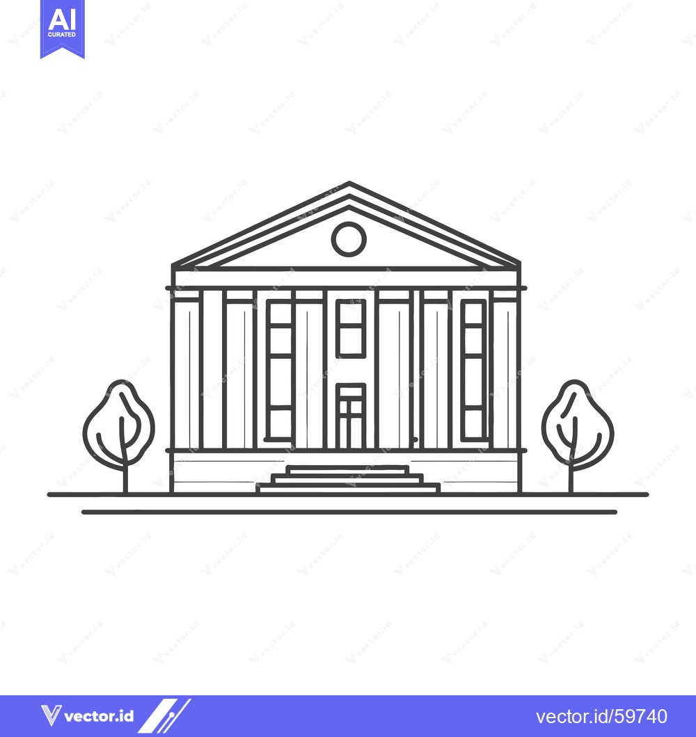 Premium Vector dari Classic Building Design with Columns and Trees