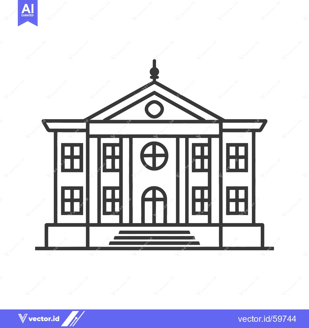 Premium Vector dari Classic Building Architectural Line Drawing Design