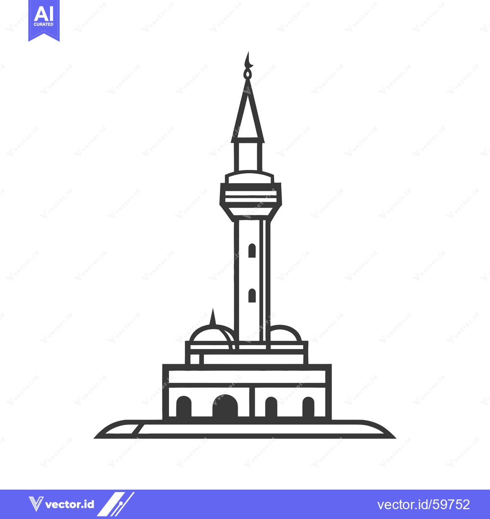 Premium Vector dari Simple Line Drawing Of A Mosque Building
