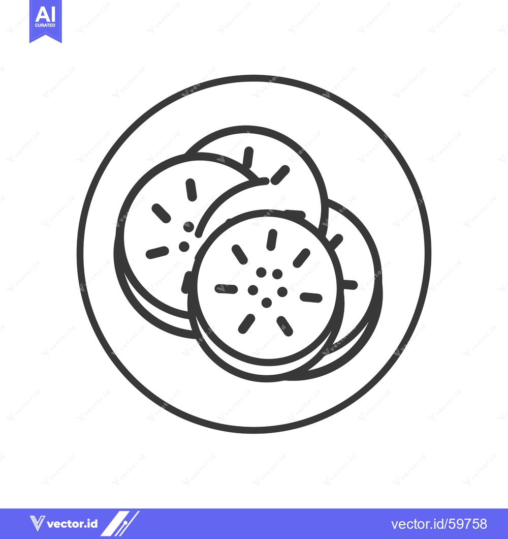 Premium Vector dari Sliced kiwi fruit on a plate simple line art design