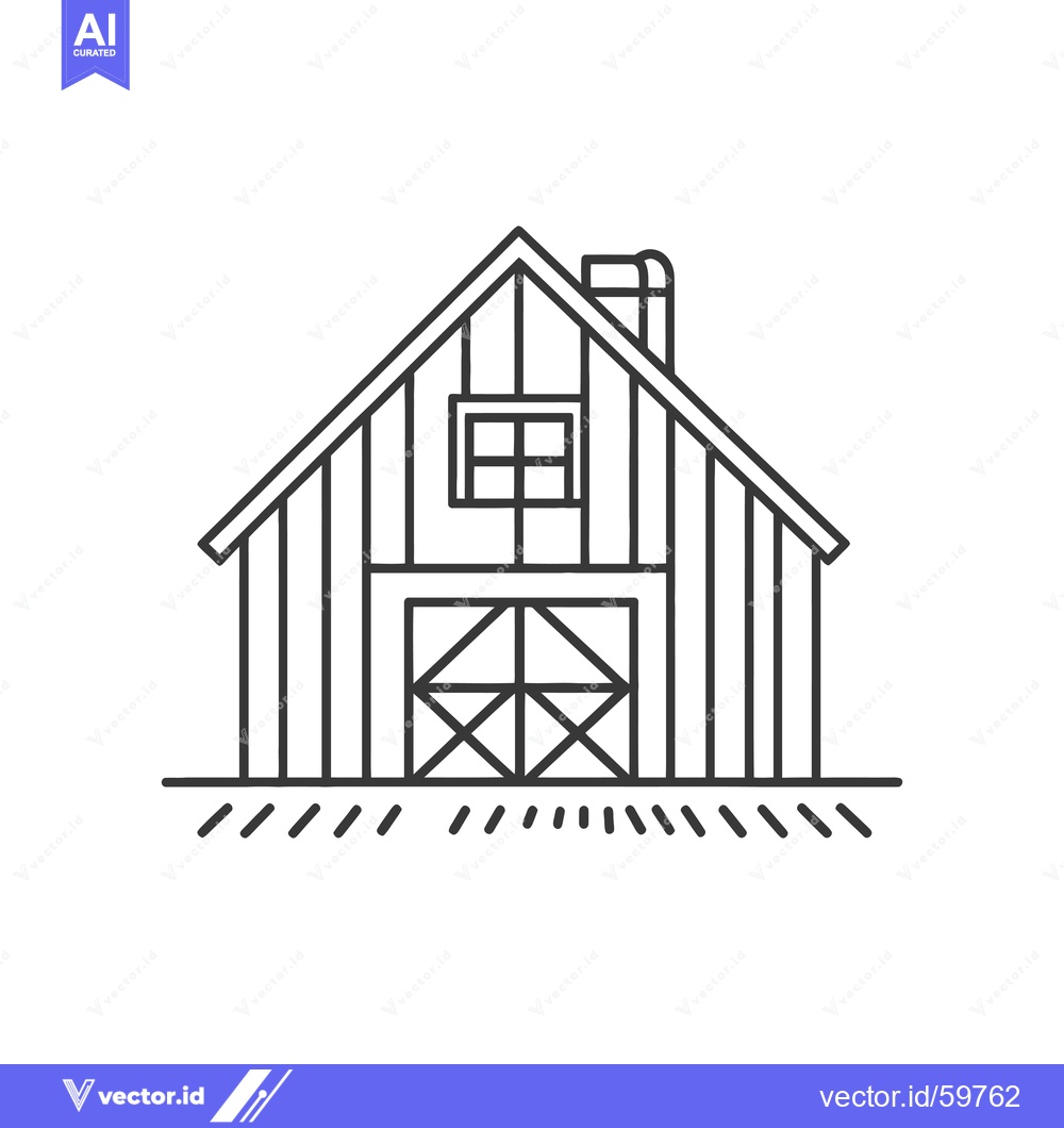 Premium Vector dari Simple Line Drawing of a Classic Barn Building