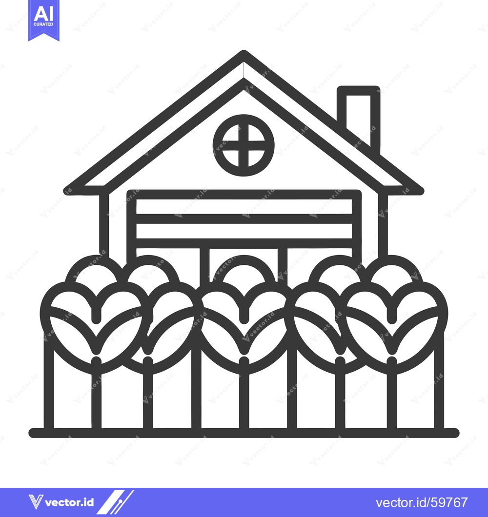 Premium Vector of House with Garage and Ornamental Front Garden Plants