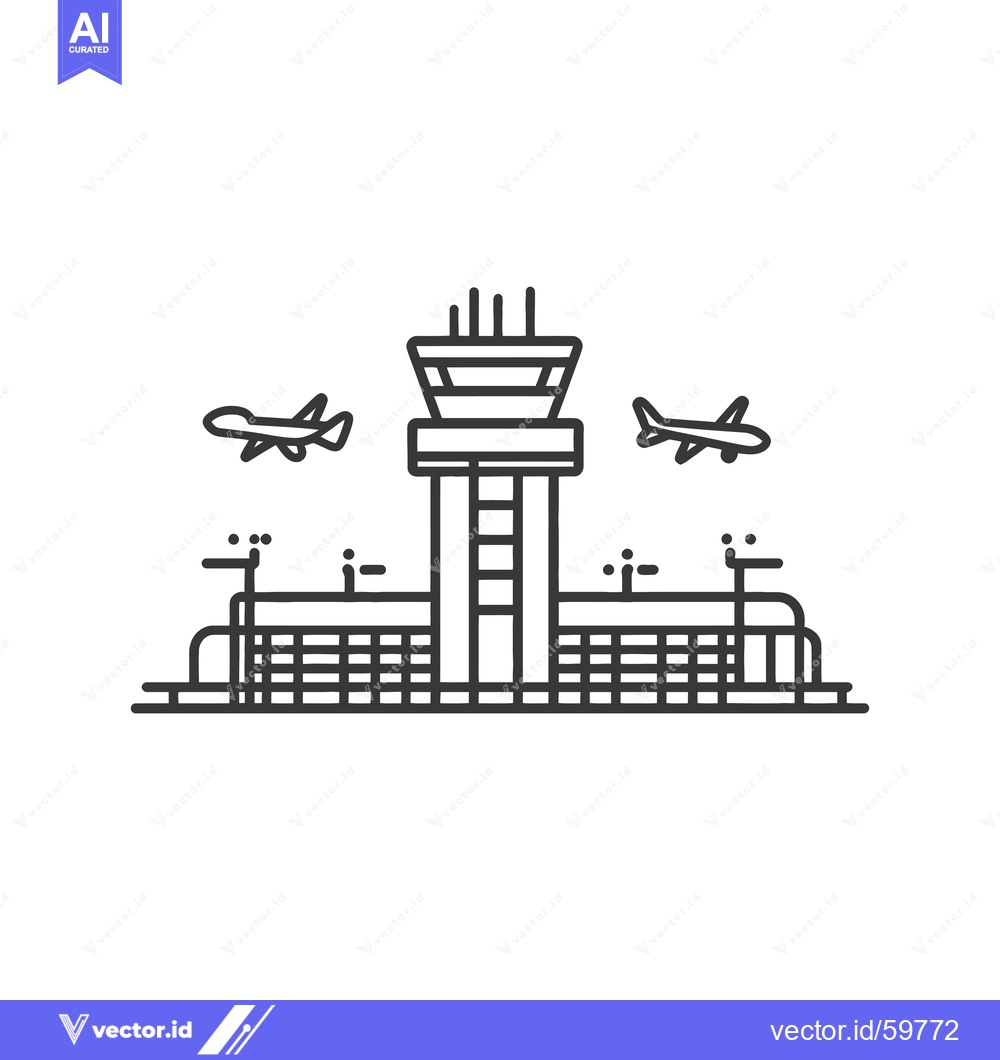 Premium Vector of Airport Control Tower with Airplanes Taking Off