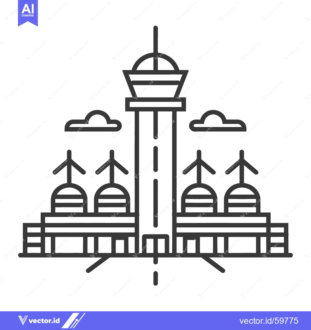 Premium Vector of Modern Airport with Wind Turbines and Control Tower