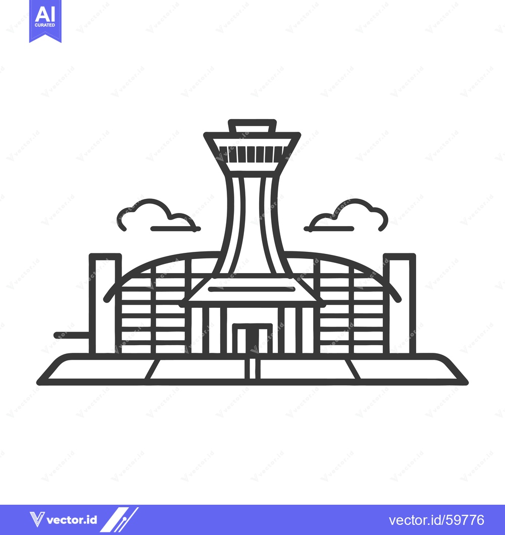 Premium Vector dari Airport Terminal Building with Control Tower Illustration