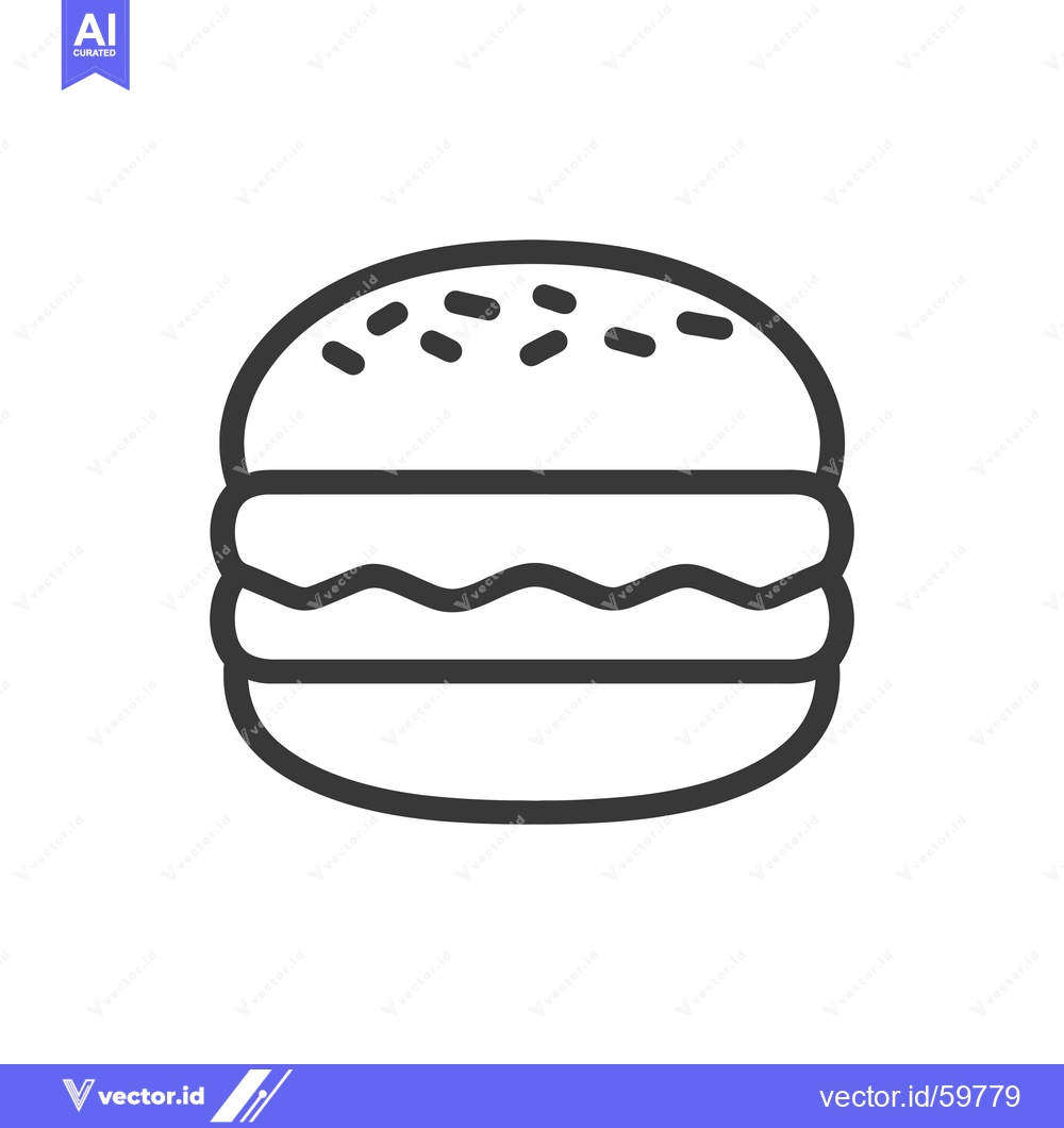 Premium Vector dari Simple Line Drawing Of A Delicious Hamburger